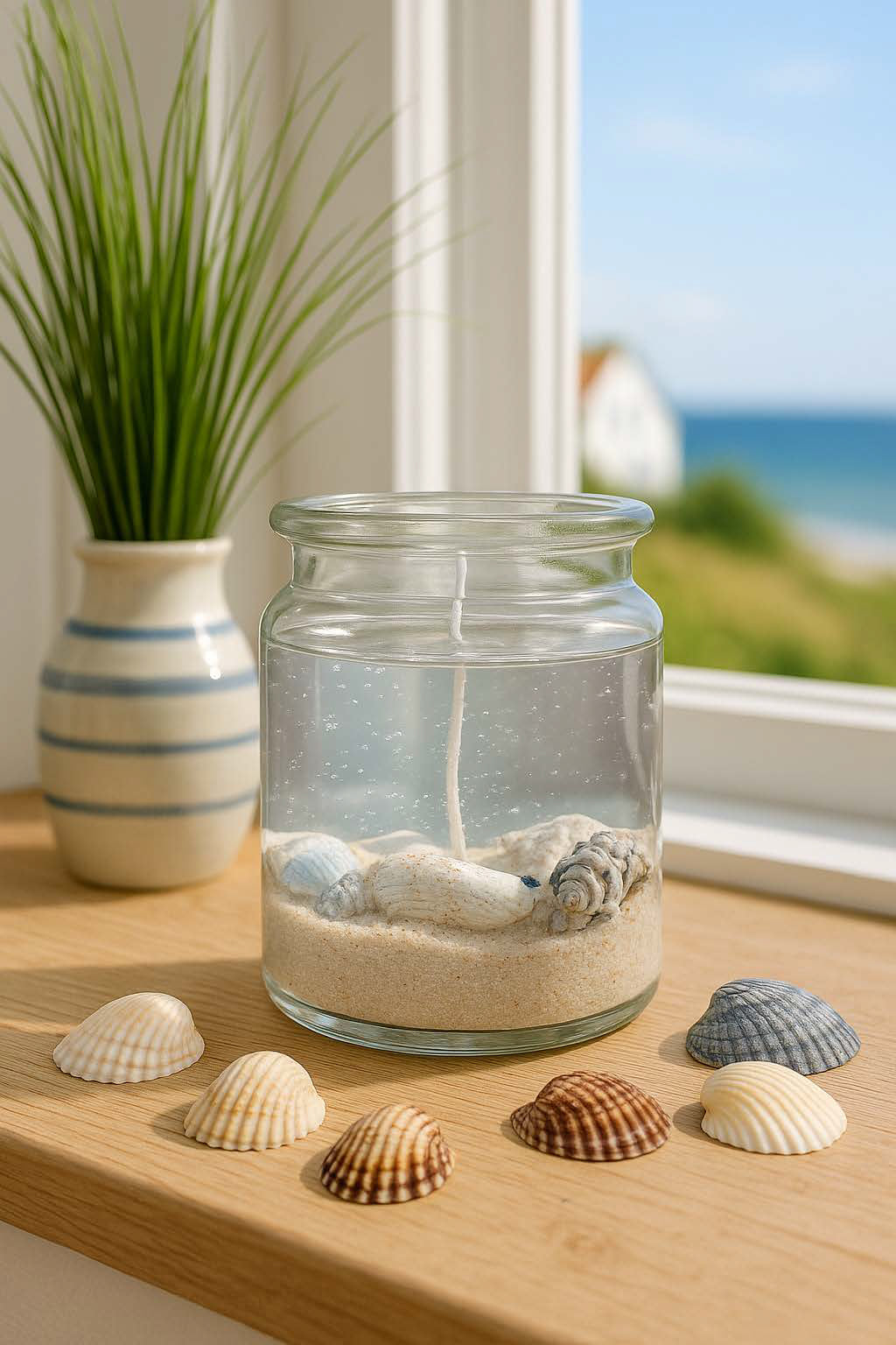 Gelkerzen mit Muscheln kaufen | Handgefertigte maritime Unikate