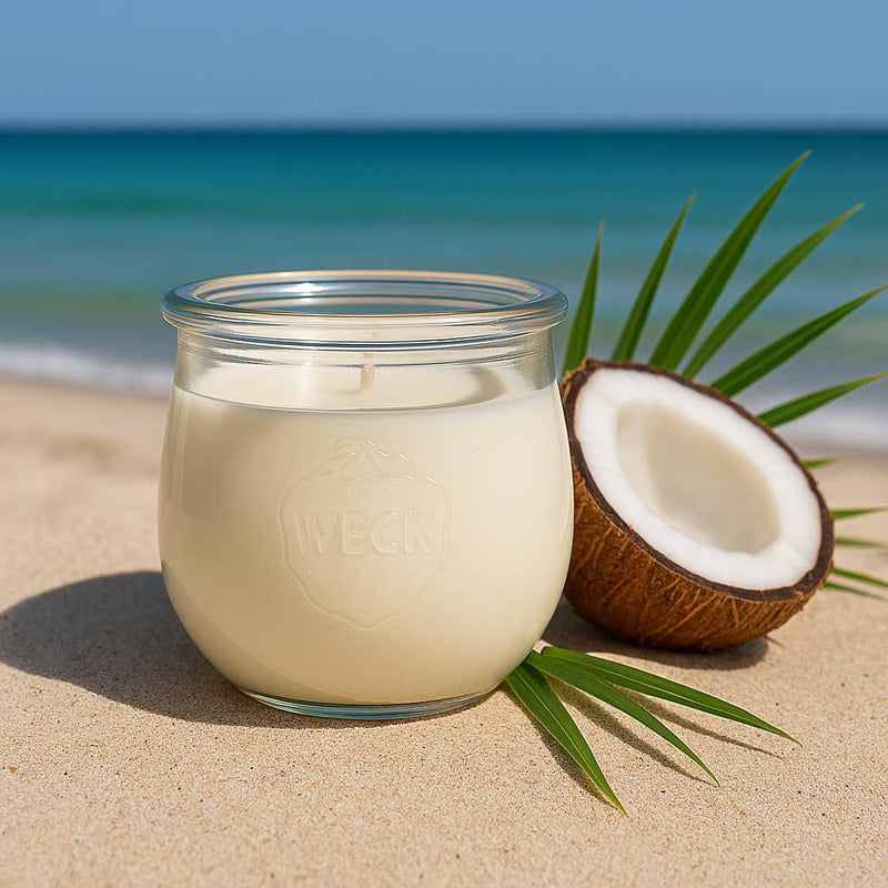 Duftkerze Kokosnuss – exotischer, süß-cremiger Duft nach frischer Kokosmilch