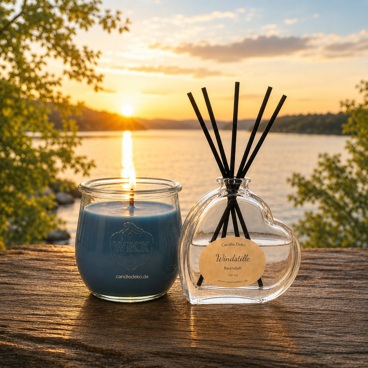 Duftduo Windstille – Duftkerze & Duftstäbchen - CandleDeko