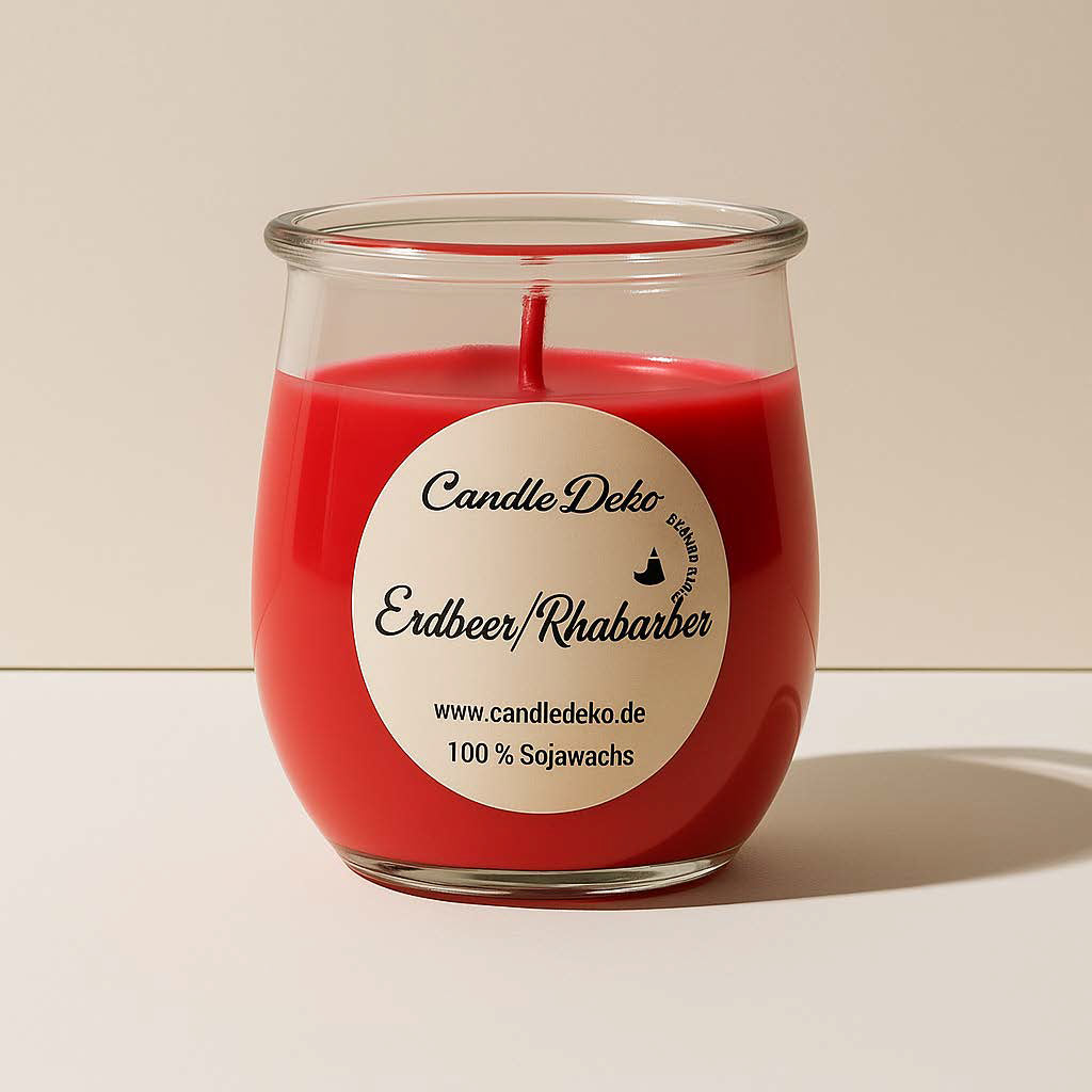 Erdbeer/Rhabarber Duftkerze Klassik | Sommer im Glas- CandleDeko