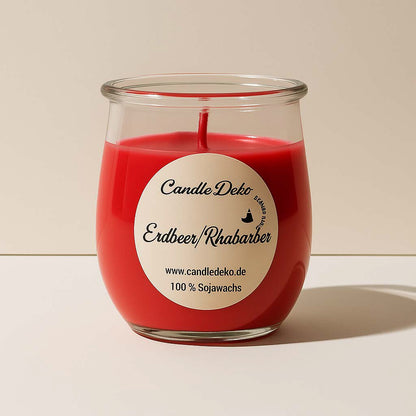 Erdbeer/Rhabarber Duftkerze Klassik | Sommer im Glas- CandleDeko