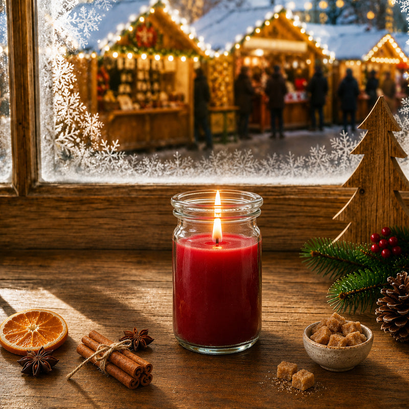 Glühwein Duftkerze klein aus Kokoswachs im WECK-Glas mit Zimt und Sternanis