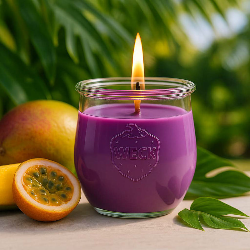 Exotische Duftkerze Mango-Passionsfrucht mit fruchtig-süßem Tropenduft