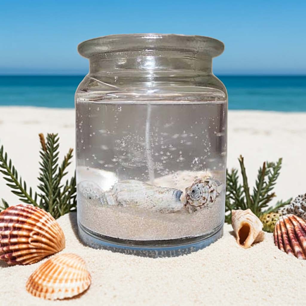 Maritime Gelkerze mit echten Muscheln – dekorative Duftkerze im Glas