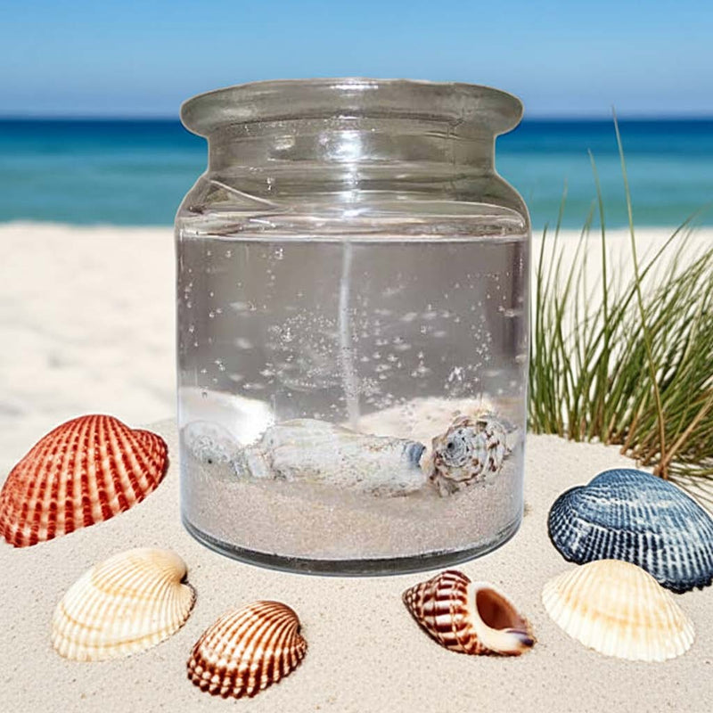 Maritime Gelkerze mit echten Muscheln – dekorative Duftkerze im Glas