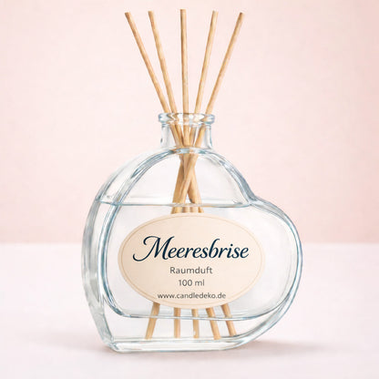 Raumduft Meeresbrise von CandleDeko mit Duftstäbchen im Glasflakon – frischer maritimer Raumduft 100 ml.