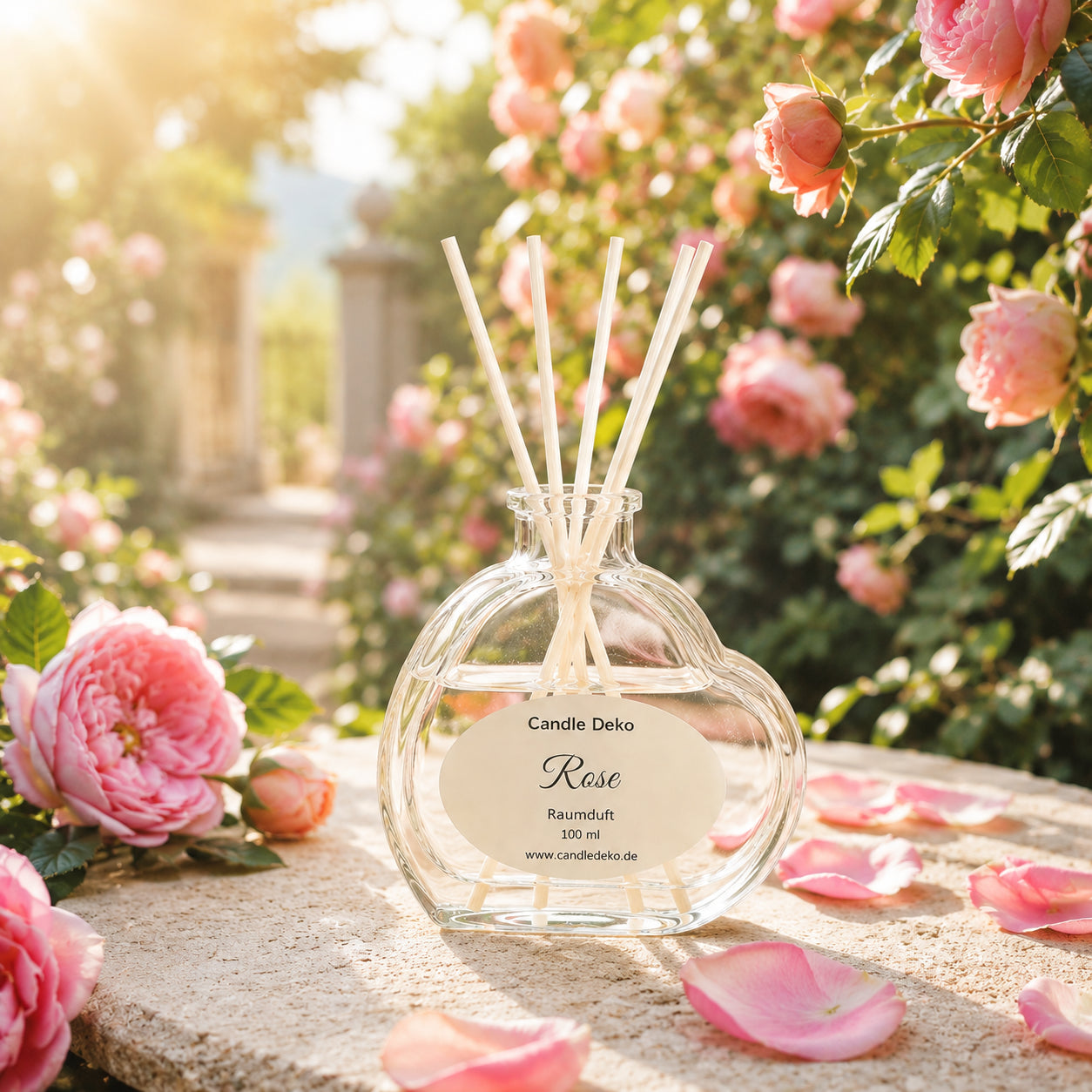 Rose – Duftstäbchen im Herzglas - CandleDeko
