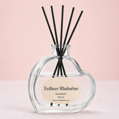 Erdbeer/Rhabarber - Duftstäbchen im Herzglas