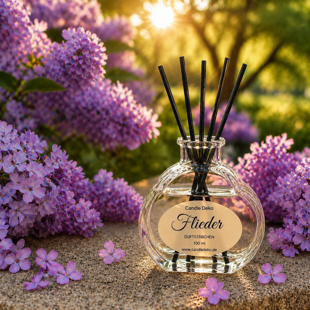 Flieder – Duftstäbchen im Herzglas - CandleDeko