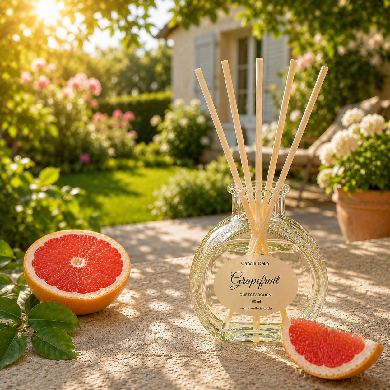 Grapefruit - Duftstäbchen im Herzglas - CandleDeko