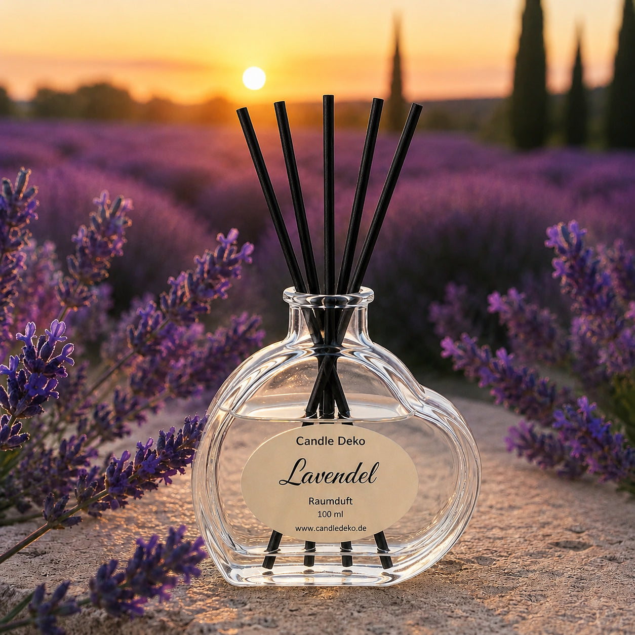 Lavendel – Duftstäbchen im Herzglas - CandleDeko