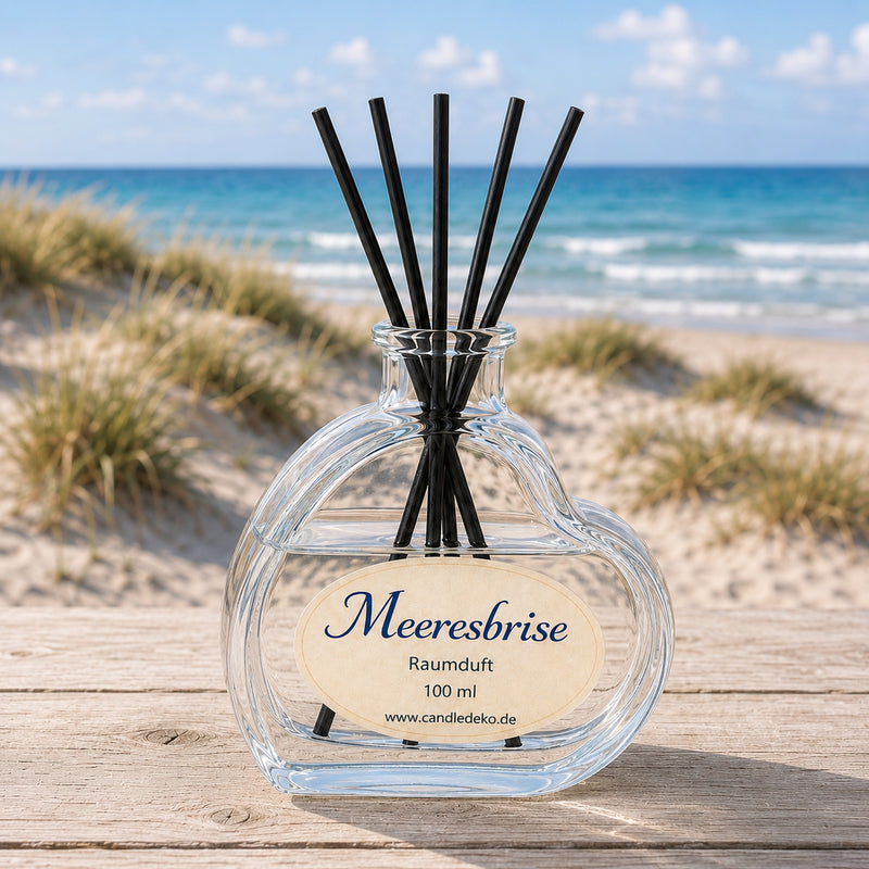 Meeresbrise – Duftstäbchen im Herzglas - CandleDeko