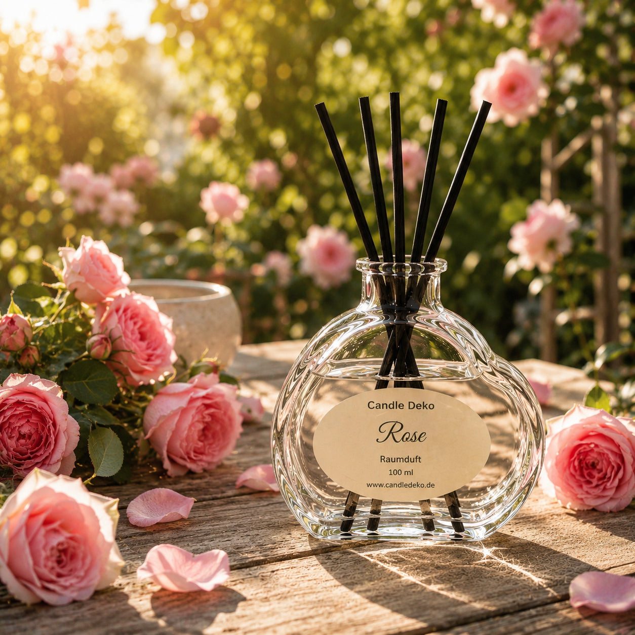 Rose – Duftstäbchen im Herzglas - CandleDeko