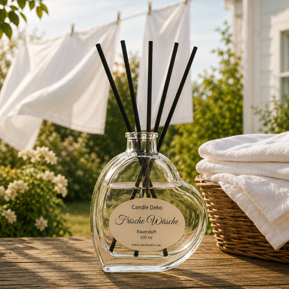 Frische Wäsche – Duftstäbchen im Herzglas - CandleDeko