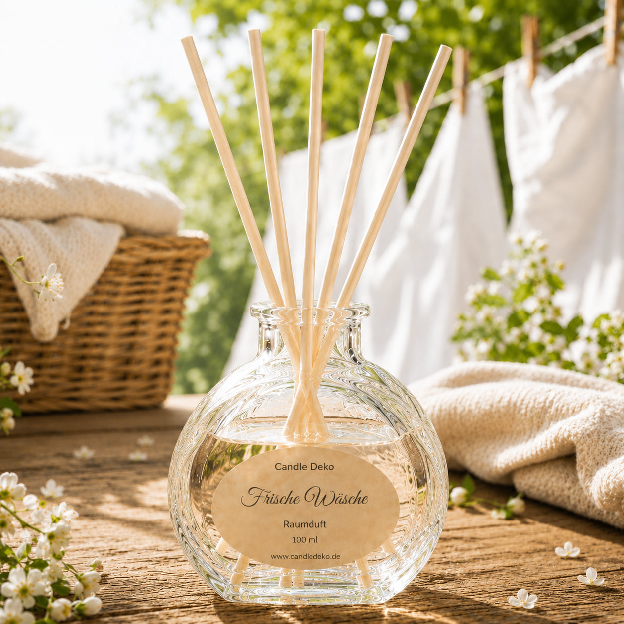 Frische Wäsche – Duftstäbchen im Herzglas - CandleDeko