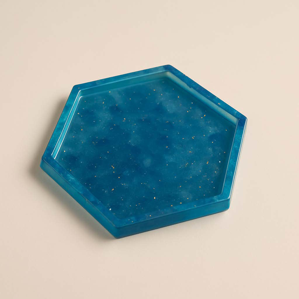 Kerzenuntersetzer aus Epoxidharz – hexagonal, handgegossen, hitzebeständig, dekorativ