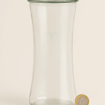 XXL-Glas leer mit Vergleichsmünze