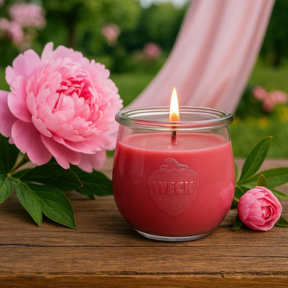 Pfingstrose- Duftkerze groß – Blumige Harmonie - CandleDeko