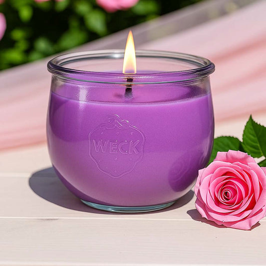 Rosenduft - Duftkerze XL | Blumige Ruheim klassischen Weckglas, ideal als Geschenk oder Dekoration