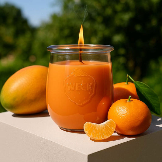 Duftkerze Mandarine-Mango – fruchtig-süßer Zitrusduft mit exotischer Mangoc