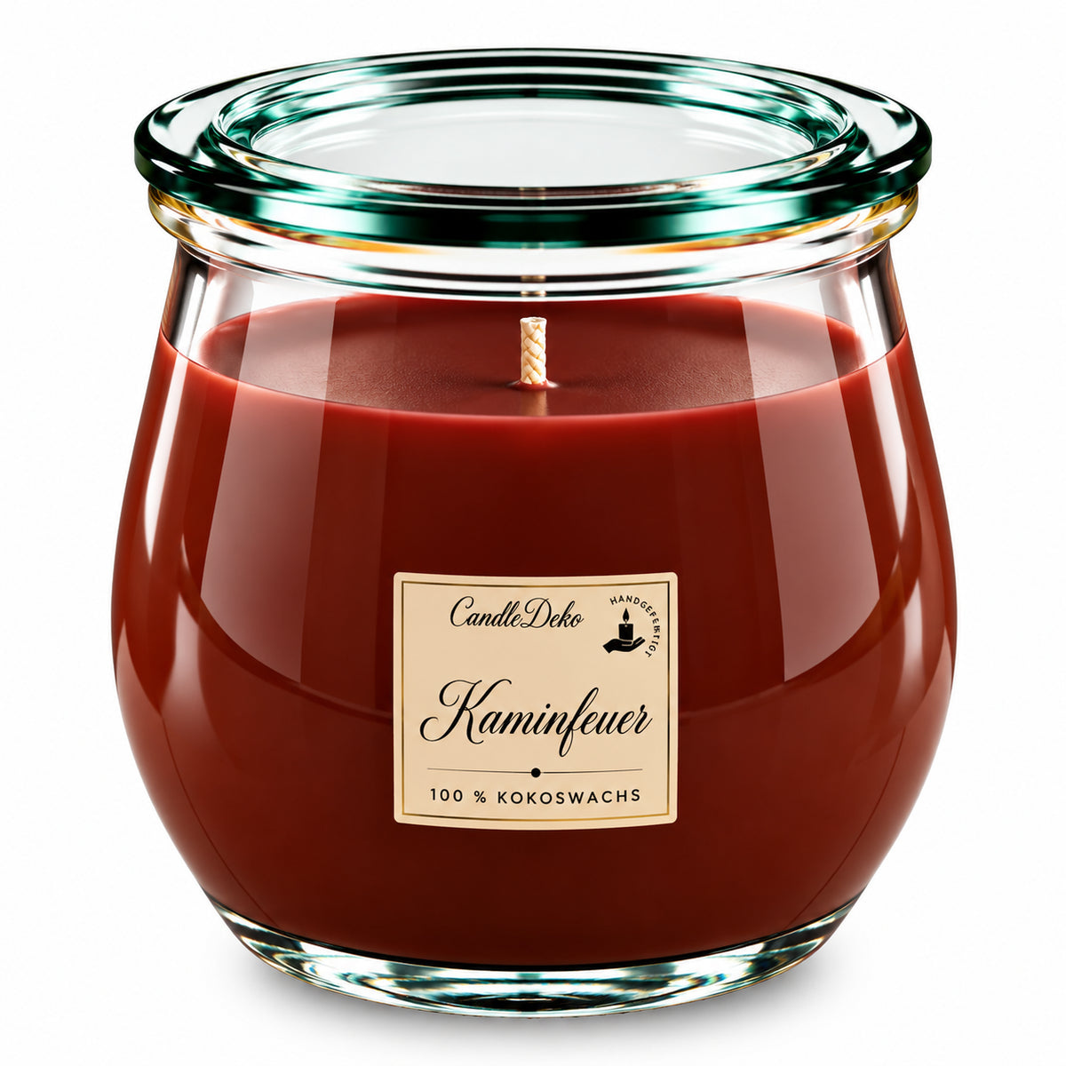 Duftkerze Kaminfeuer groß aus Kokoswachs im originalen WECK-Glas von CandleDeko
