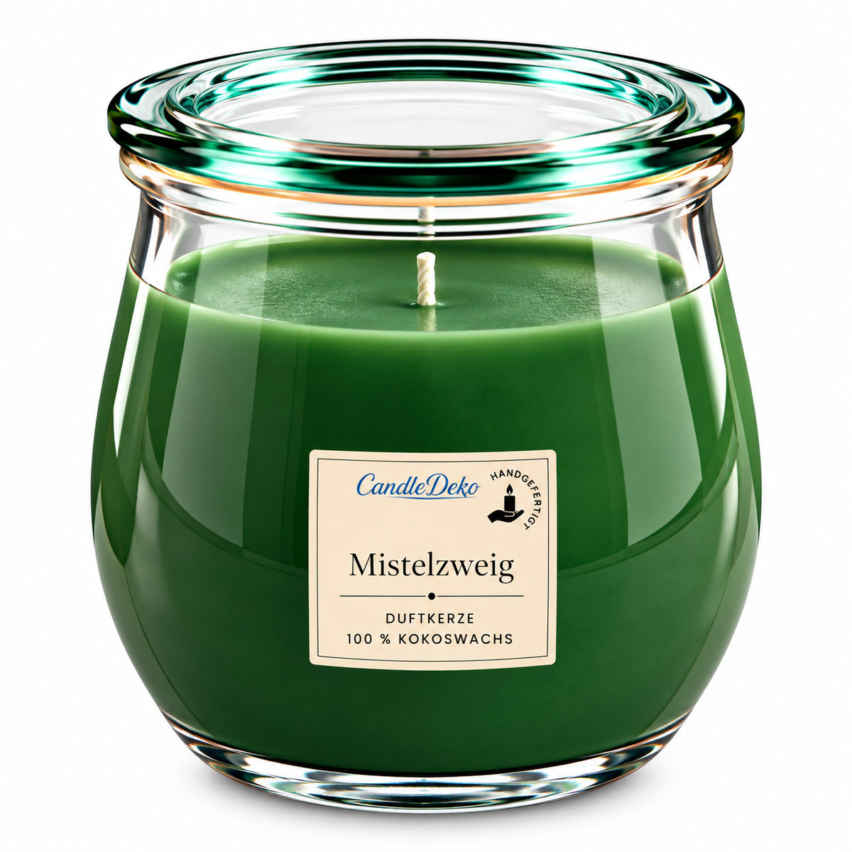 Duftkerze Mistelzweig groß aus Kokoswachs im WECK-Glas von CandleDeko