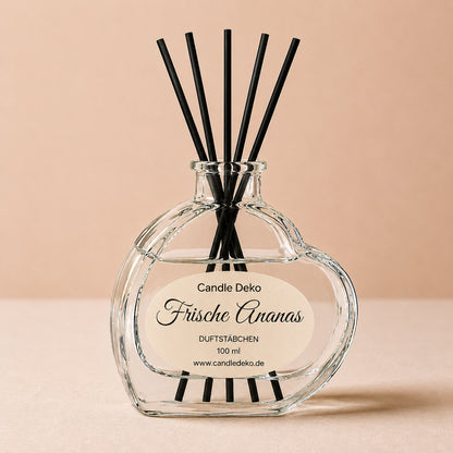 CandleDeko Frische Ananas – Duftstäbchen Raumduft im Herzglas