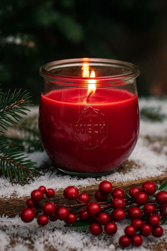 Duftkerze Winterbeeren – warmer, fruchtig-würziger Winterduft mit roten Beeren